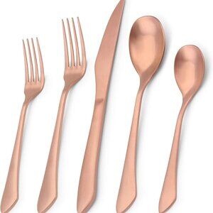 Matte Copper Flatware Set 20-Piece Stainless Steel Silverware